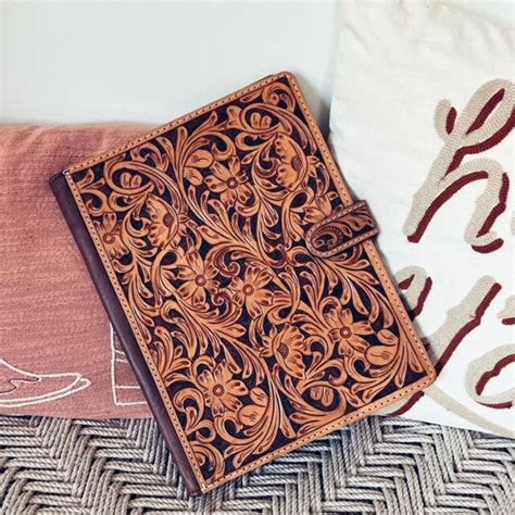 Hand Tooled Leather Portfolio Leather Padfolio Leather Legal Pad