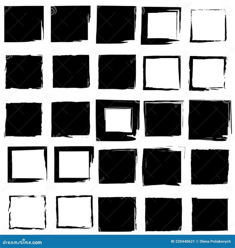 Hand Drawn Brush Squares Grunge Texture Background Ink Illustration