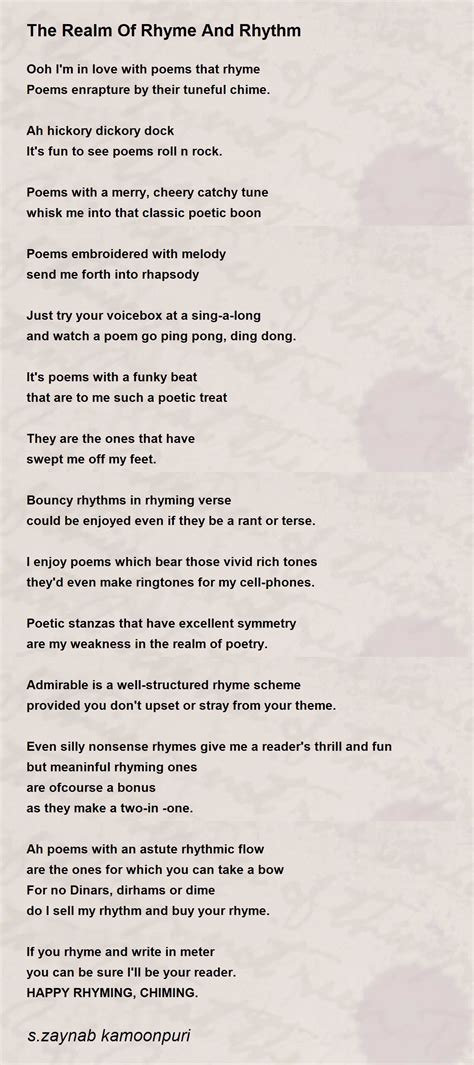 The Realm Of Rhyme And Rhythm - The Realm Of Rhyme And Rhythm Poem by s ...