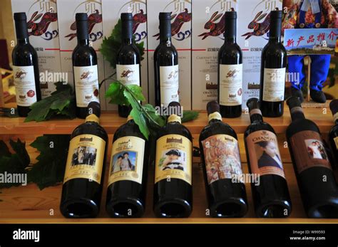 Bottles of Changyu wine are on display at Chateau Changyu AFIP Global ...