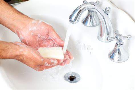 Man Washing Hands With Soap And Water Stock Image Image Of Body