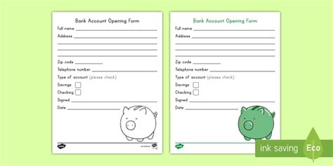 U S Bank Dramatic Play Account Opening Form Twinkl Usa