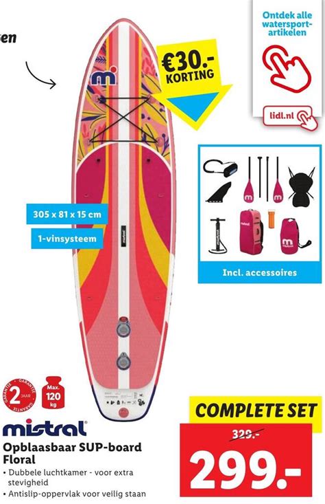 Mistral Opblaasbaar SUP Board Floral Aanbieding Bij Lidl