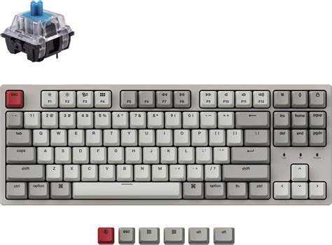 Keychron Teclado mecânico fio C1 Hot swappable para layout Mac interruptor mecânico azul