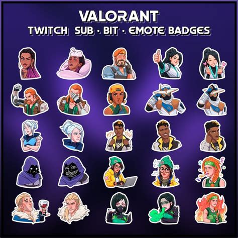 Valorant Sticker Emotes For Twitch Sub Cheer Badges Twitch Sub Badges