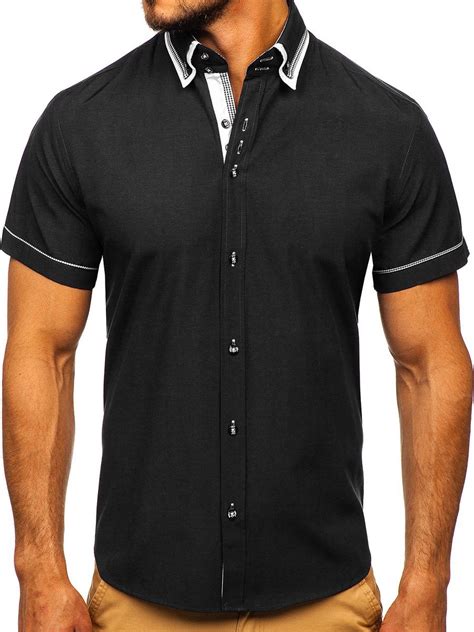 Camisa De Manga Corta Para Hombre Negro Bolf Negro