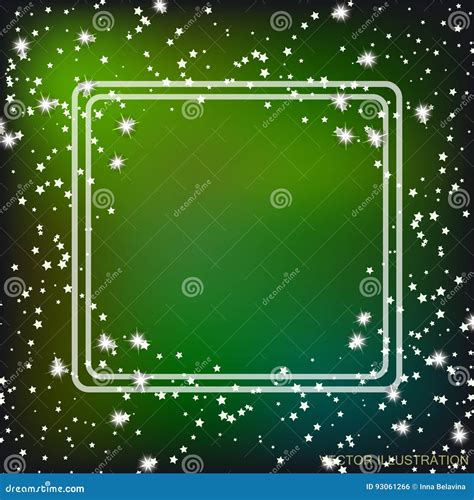 Background With Border And Stars In Green Colors Vector Illustration