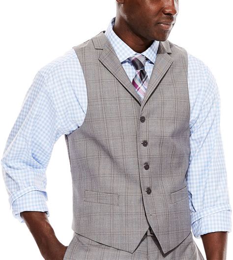 Collection Collection By Michl Strahan Light Gray Plaid Suit Vest Classic Fit 100 Jcpenney