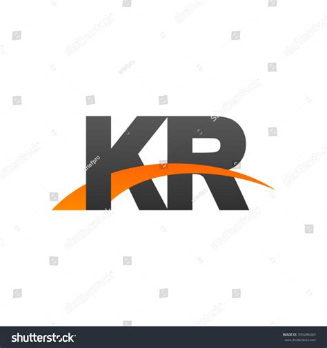 Kr Initial Overlapping Swoosh Letter Logo Black Royalty Free Stock