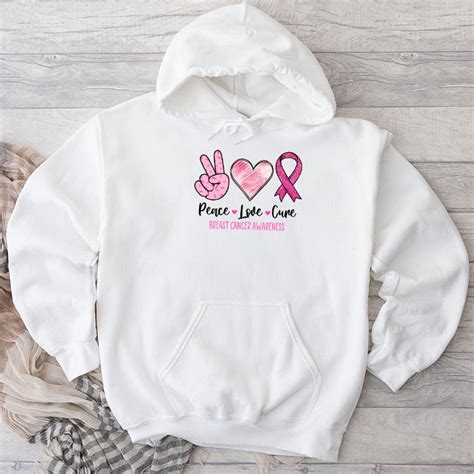 Peace Love Cure Pink Ribbon Cancer Breast Awareness Hoodie Onechill24