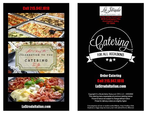 Catering MENU – La Strada Italian Restaurant