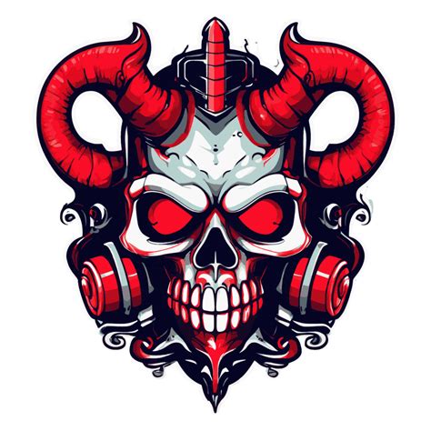 Illustration Of A Red Horned Devil Skull 44022558 Png