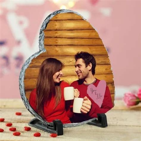 White Heart Shaped Sublimation Rock Photo Frame Sh 60 For Gifting