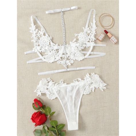 Lingerie Luxo Renda E Metal Branca Shopee Brasil