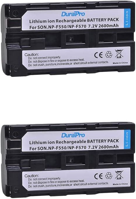 DuraPro 2Pc 2600mAh NP F550 570 530 Batteries For Sony NP F530 NP F550