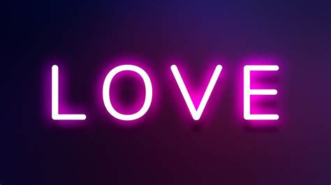 Glowing LOVE Neon Typography Purple Free Photo Rawpixel