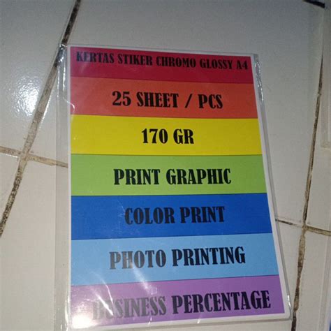 Jual Kertas Stiker Chromo Glossy A4 170gr 25 Lembar Shopee Indonesia