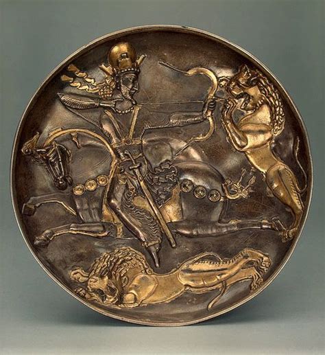 Artmania — Dish Shapur Ii On A Lion Hunt Sassanid Art Iv