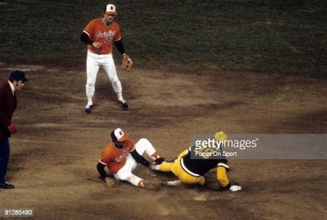 Outfielder Dave Parker Slides Into Second Base With Baltimore Orioles