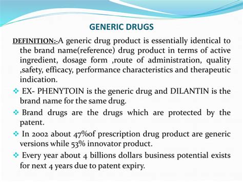 Generic drug ppt | PPTX | Pharmaceutical Industry | Industries 
