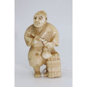 Opium Smoking Man Ivory Figurine Zother Oriental