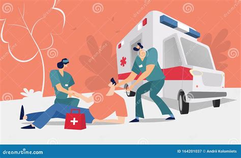 Healthcare Providers Provide Assistance In An Emergency Stock Vector Illustration Of Icon