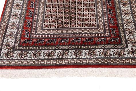 Qom Persian Rug Stunning Pure Silk Pazyryk Design Signature Rug