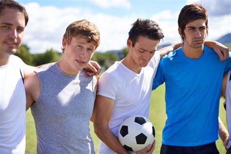 We Love The Game A Team Of Young Soccer Players Stock Photo Image