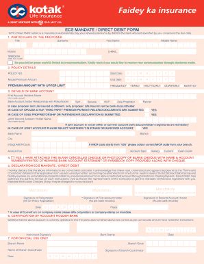 Fillable Online ECS MANDATE DIRECT DEBIT FORM Fax Email Print PdfFiller