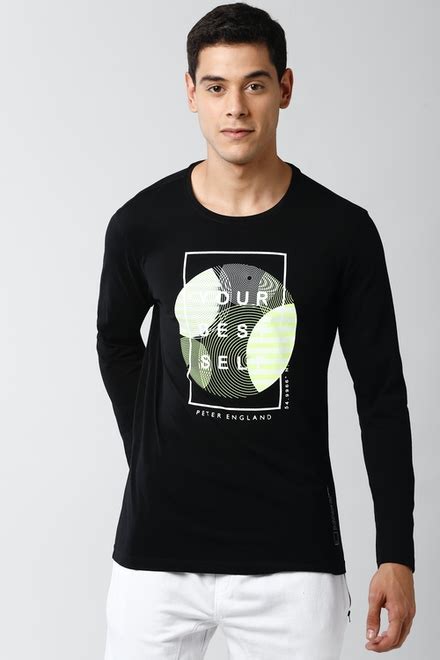 Peter England T-Shirts, Peter England Black Crew Neck T Shirt for Men ...