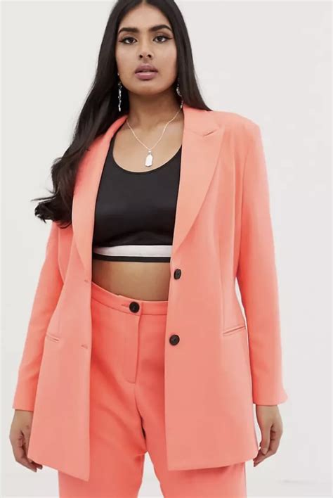 Asos Design Curve Fluro Pink Suit Blazer Shrill Season 3 Fashion