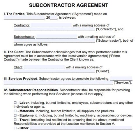 Pdf Subcontractor Agreement Template Pdf Panot Book