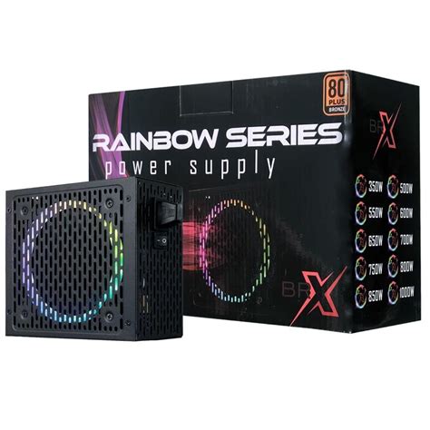 Fonte Brx 500w Gamer Rgb Rainbow Series Automática 80 Plus Bronze