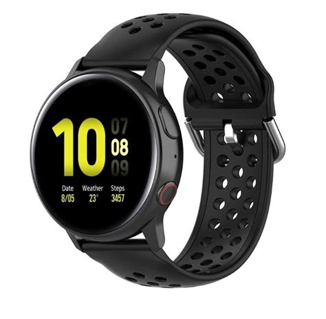 Samsung Galaxy Watch Active Siliconen Bandje Met Gaatjes Zwart