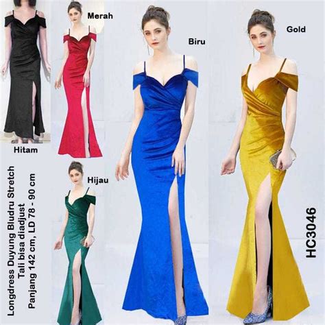 Jual Hc Longdress Beludru Velvet Duyung Sabrina Belah Depan Cup