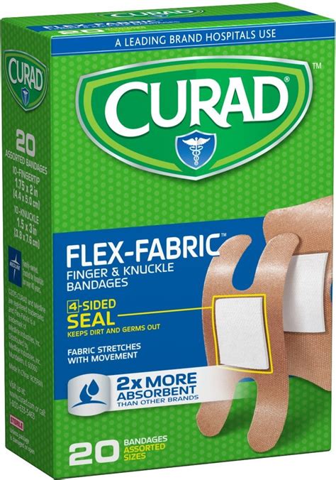 Curad Flex Fabric Fingertip And Knuckle Bandages Assorted 20 Ea Pack Of 3