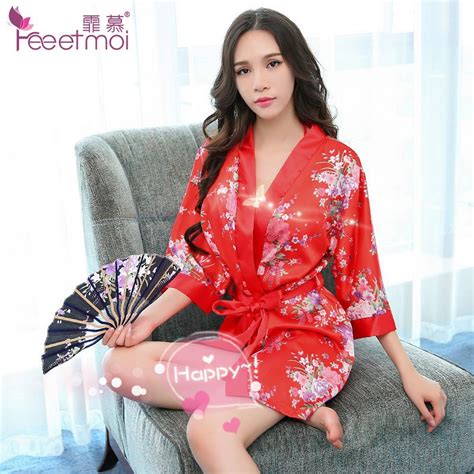 Ready Stock Ice Silk Robes Kimono Sleepwear Sexy Lingerie Set B Shopee Malaysia