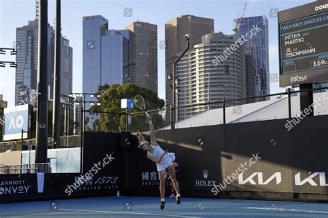 Jil Teichmann Switzerland Serves Petra Martic Editorial Stock Photo