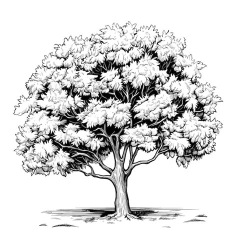 Bosquejo Dibujado A Mano Ilustración Del árbol Castaño Vector Premium