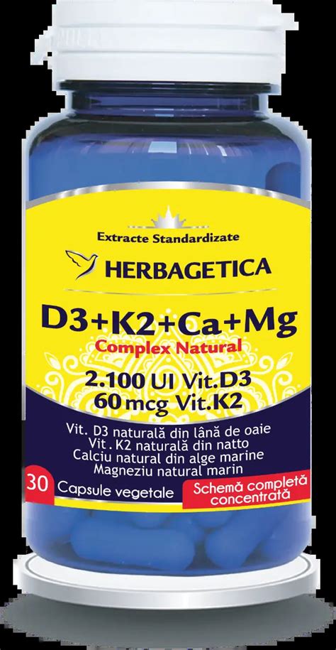 Complex Natural D3k2ca 30 Capsule Vegetale Herbagetica Dr Max