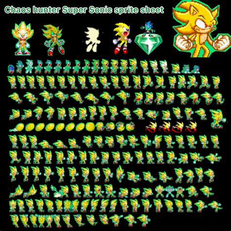 Chaos hunter Sonic super sprite sheet by shadowXcode on DeviantArt