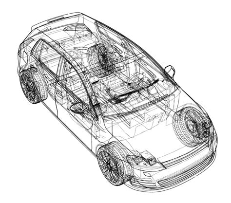 Car Sketch Vector Automobile Blueprint Design Vector Automobile