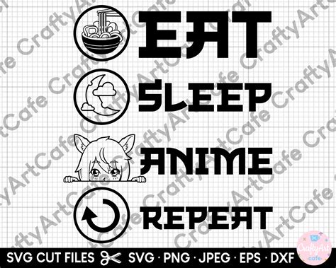 Anime Svg Anime Png Eat Sleep Anime Repeat Svg Otaku Svg Anime Etsy Uk