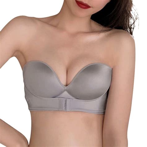 Women Strapless Front Buckle Bra Lady Push Up Lingerie Backless