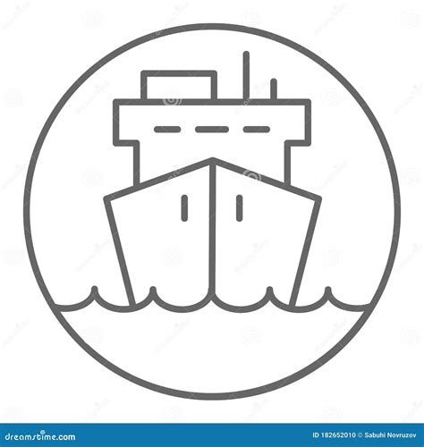 Scheepvaart Via Zeelijn Met Pictogram Voor Levering Symbool Vrachtschip