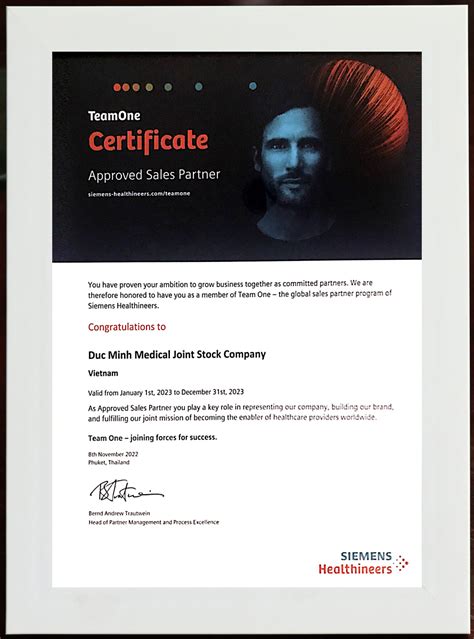 Siemens Team One Certificate