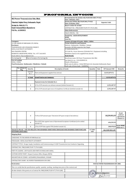 Proforma Invoice-Supply-REV-NMB Format | PDF 