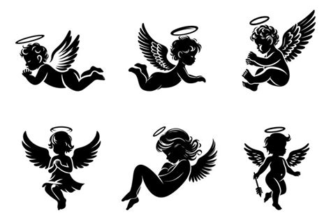 Free vector baby angel set silhouette vector illustration | Premium AI-generated vector