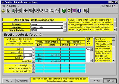 Eredita Software Per Elaborare Le Quote Di Una Successione