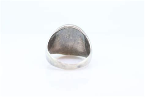 Heavy Zuni Sterling Silver Signet Ring Navajo Turquo Gem